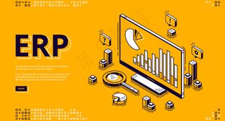 Erp企业资源计划等距横幅banner