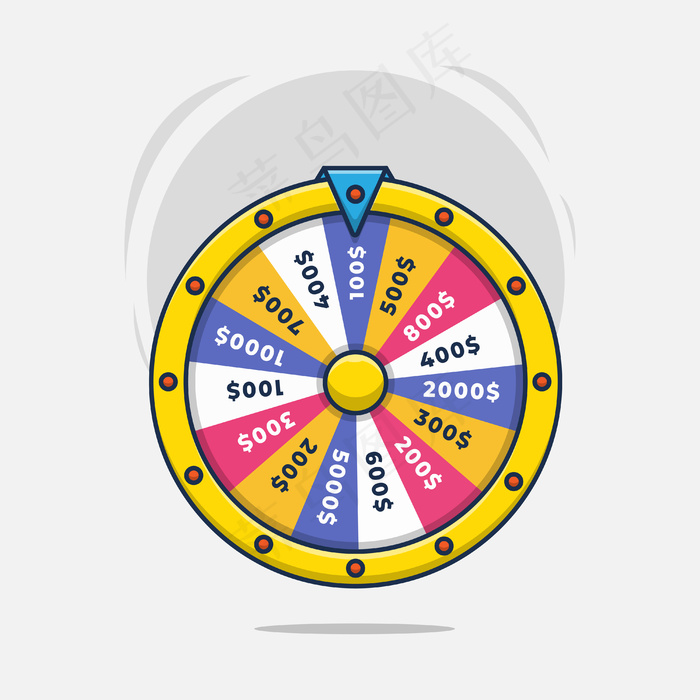 幸运之轮图标独立卡通插图