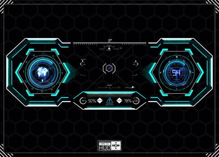 Hud背景。仪表板航天器。景色好极了。未来派的用户界面。抽象的未来，概念未来主义的蓝色。