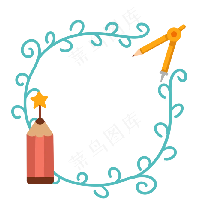 红色铅笔边框(2000X2000(DPI:300))psd模版下载