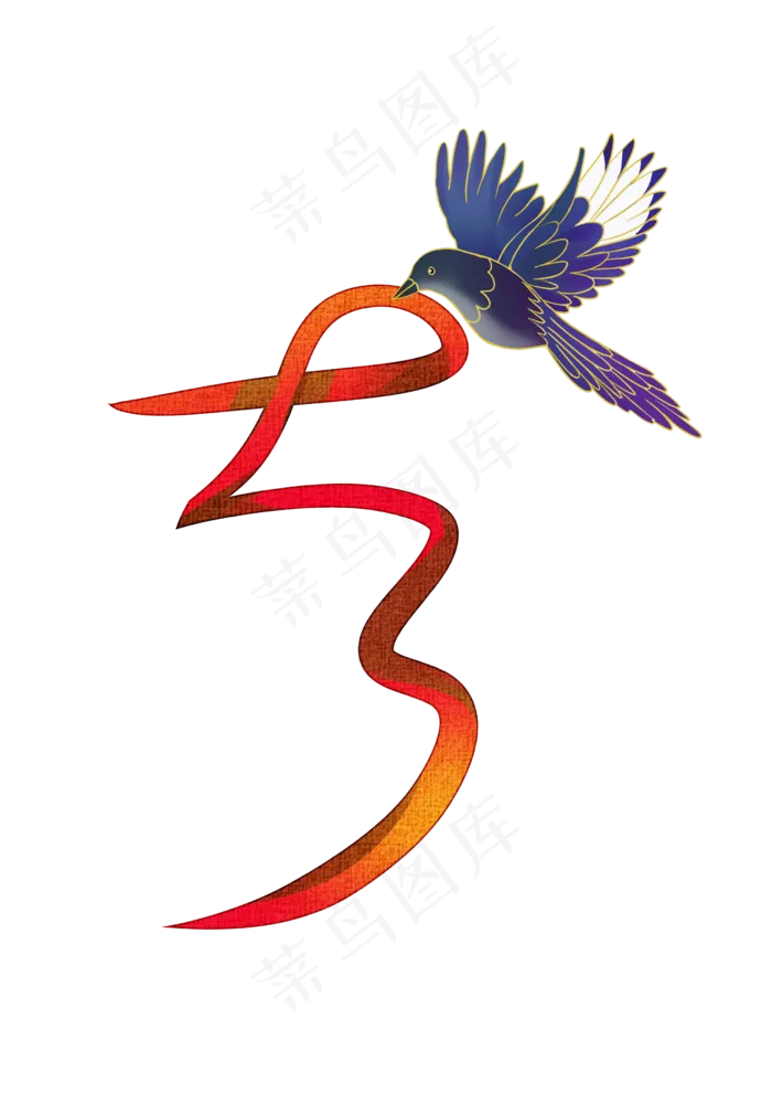 牵红绳喜鹊(2480X3508(DPI:300))psd模版下载