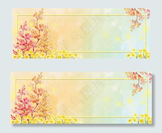 十月你好花朵清新绿色banner