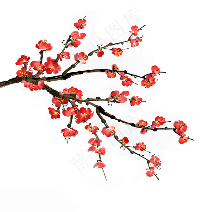 中国风花卉水墨梅花(2000X2000(DPI:96))psd模版下载