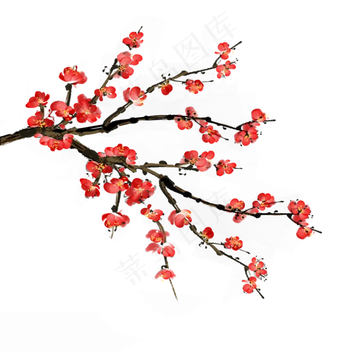 中国风花卉水墨梅花(2000X2000(DPI:96))psd模版下载