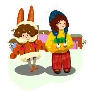 冬季人物暖色系人物过冬