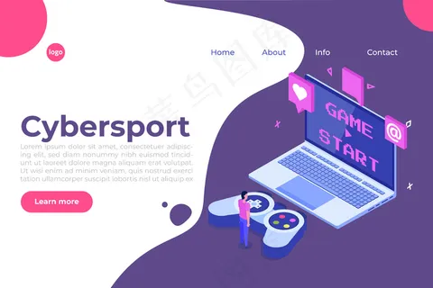 电子竞技或赛博竞技电脑游戏等轴测概念。