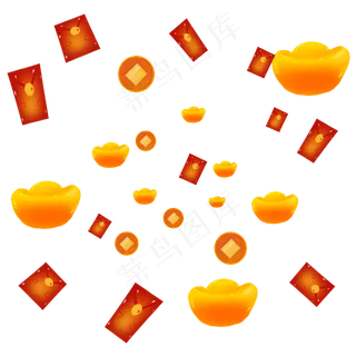 漂浮素材理财红包金币双十一矢量