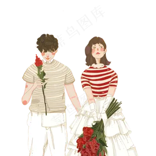 拿着花朵表白的情侣元素设计