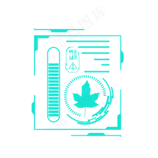 简约蓝色科技风手绘科技枫叶元素