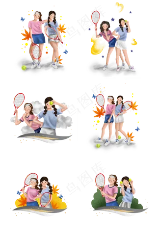 网球公开赛网球和女孩