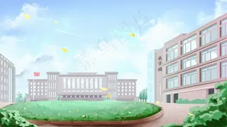 开学季绿色日系学校教学楼校园