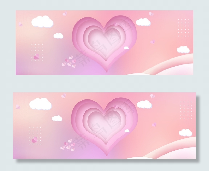 粉色浪漫爱心七夕banner