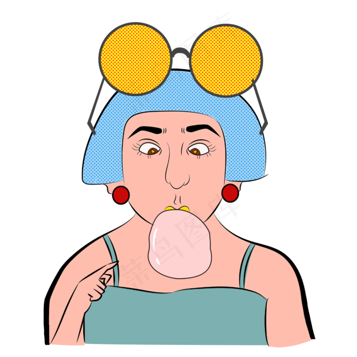 双十一手绘卡通波普风格吹泡泡糖