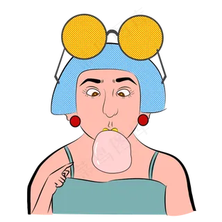 双十一手绘卡通波普风格吹泡泡糖