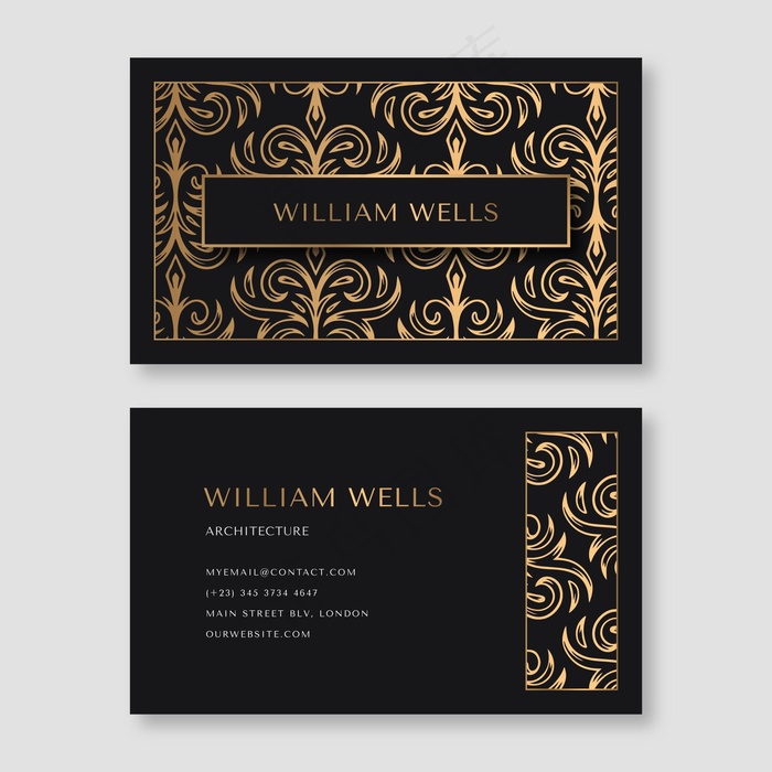 带有优雅金色元素的名片