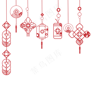 红色剪纸新年挂饰