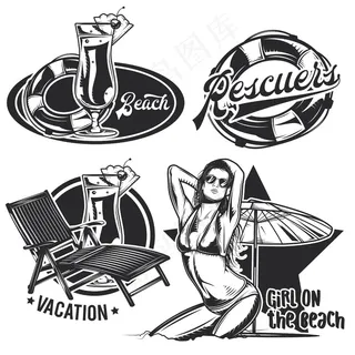 一套复古海滩标志