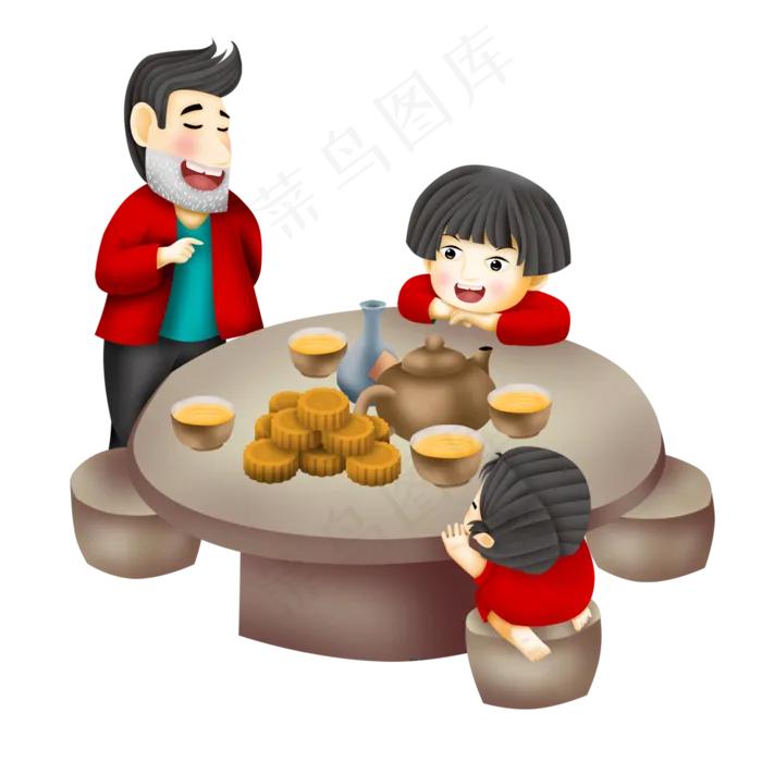 一家人吃月饼 (2000X2000(DPI:300))psd模版下载