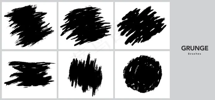 黑色粗画笔笔划模板