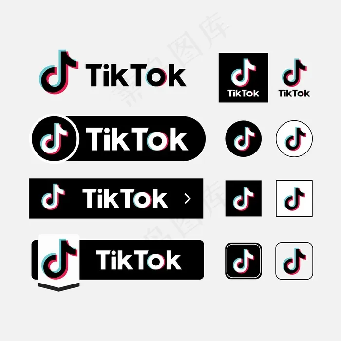 Tiktok标志系列eps,ai矢量模版下载