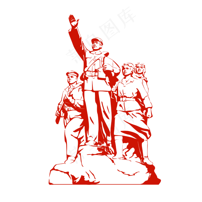 国庆节人物组合剪影(2500X2500(DPI:300))psd模版下载