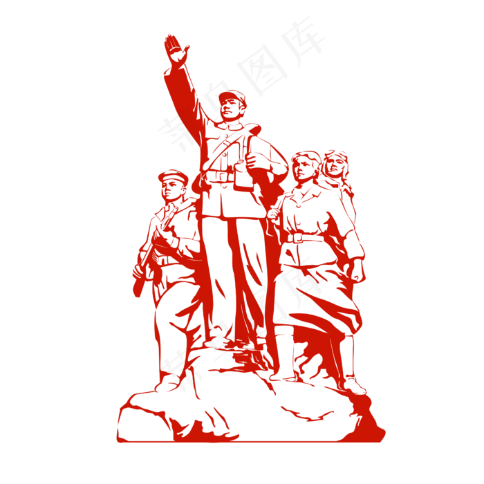 国庆节人物组合剪影(2500X2500(DPI:300))psd模版下载