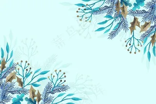 用水彩制作的冬季植物