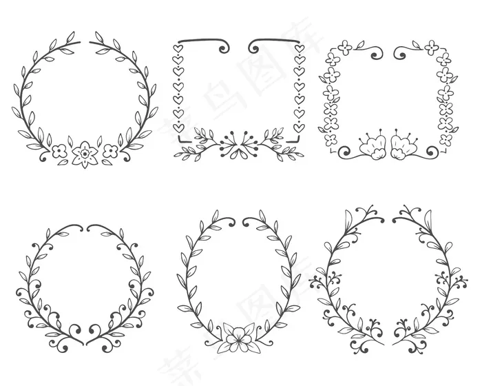 带有花卉装饰的装饰框架。eps,ai矢量模版下载