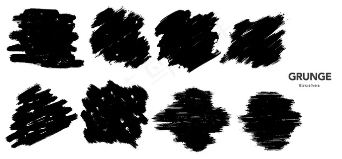 黑色粗画笔笔划模板