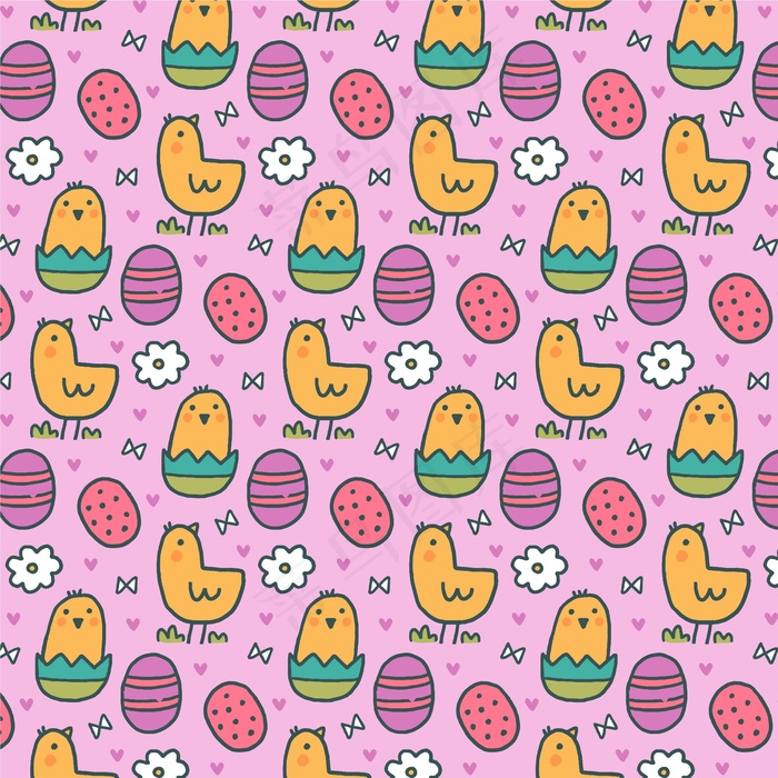 手绘复活节图案