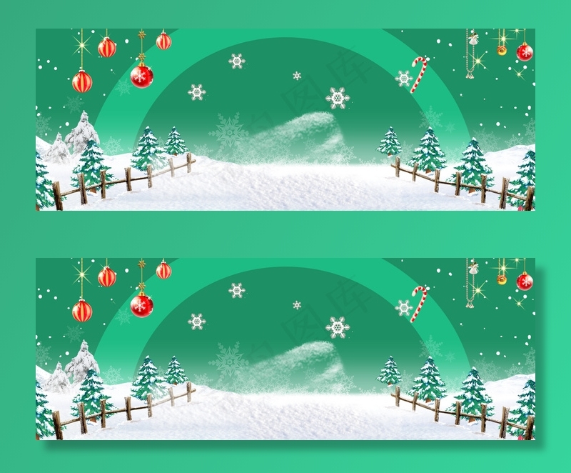 圣诞节飘着雪花户外场景雪景banner(1920*700px 	       )psd模版下载