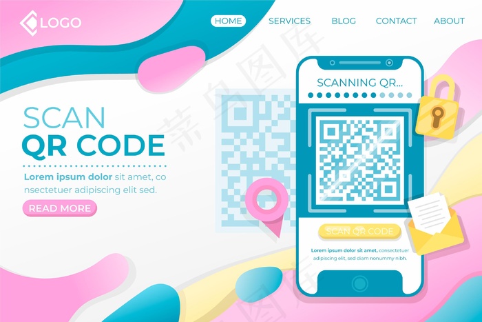 二维码验证登录页模板eps,ai矢量模版下载