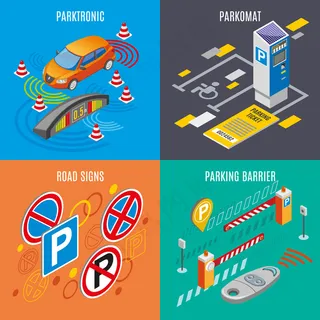 等轴测停车图标集