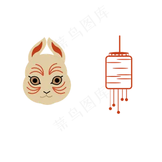 古风兔子灯笼中秋节创意素材