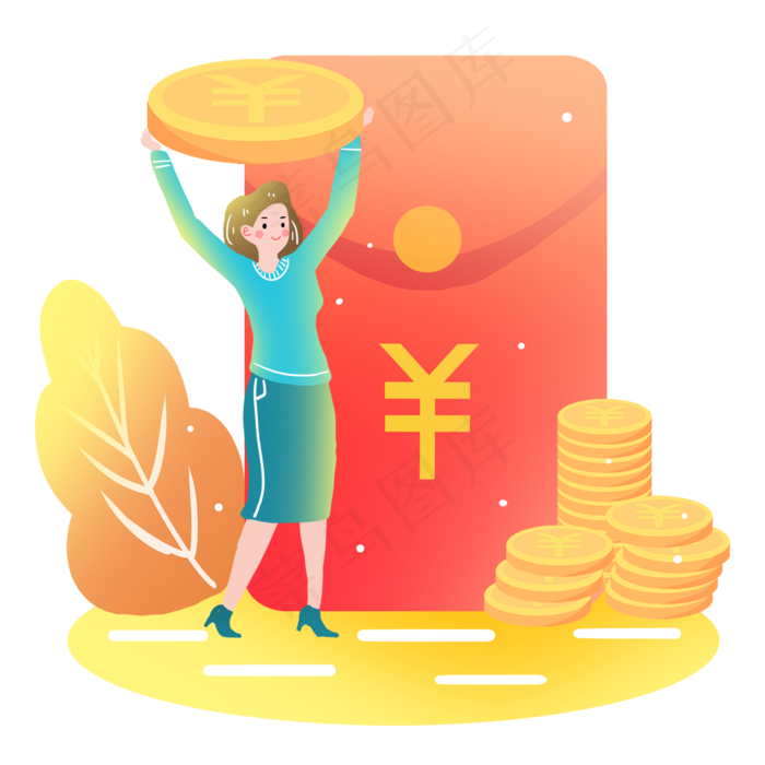 金融投资理财金币扁平素材