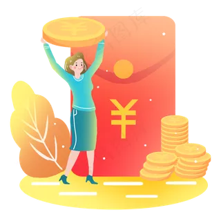 金融投资理财金币扁平素材