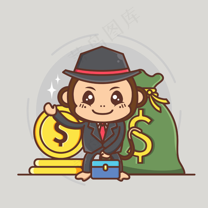 可爱猴子商务帽概念图