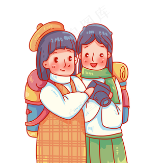 秋天旅行的旅行者