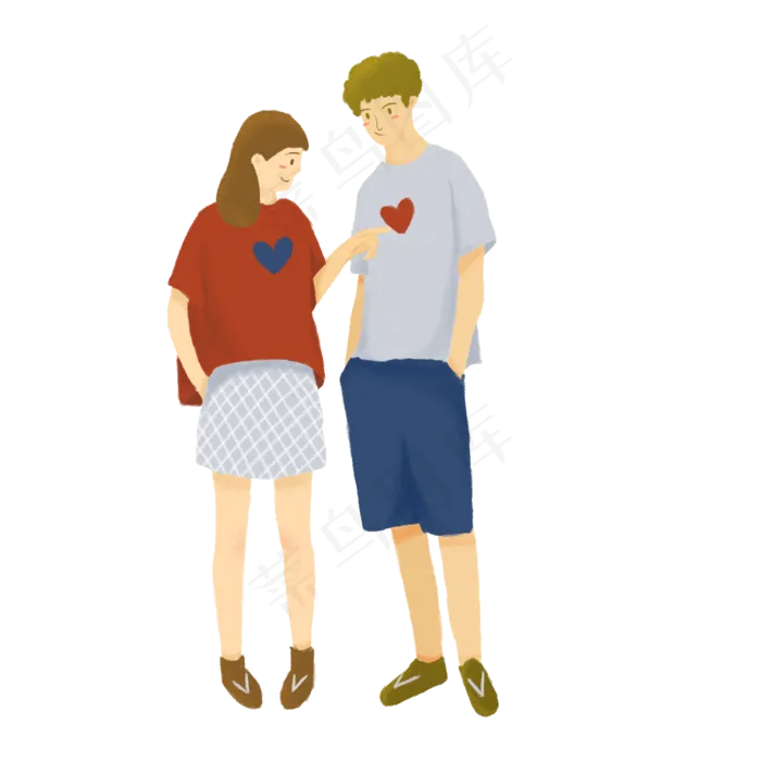 手绘浪漫情人节情侣画小心心(2000X2000(DPI:300))psd模版下载