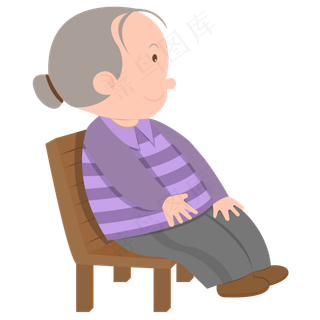 手绘矢量重阳节可爱老年人物
