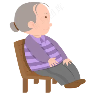 手绘矢量重阳节可爱老年人物