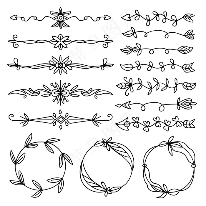 手绘装饰元素包eps,ai矢量模版下载