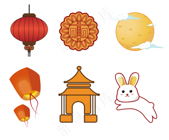 矢量中秋氛围图标合集(3000X3000(DPI:300))ai矢量模版下载