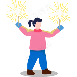 元旦放烟花女孩