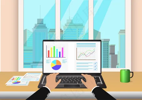 在键盘上手动键入，在笔记本电脑显示器上使用电子表格