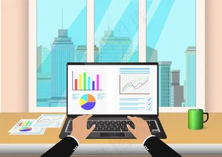 在键盘上手动键入，在笔记本电脑显示器上使用电子表格