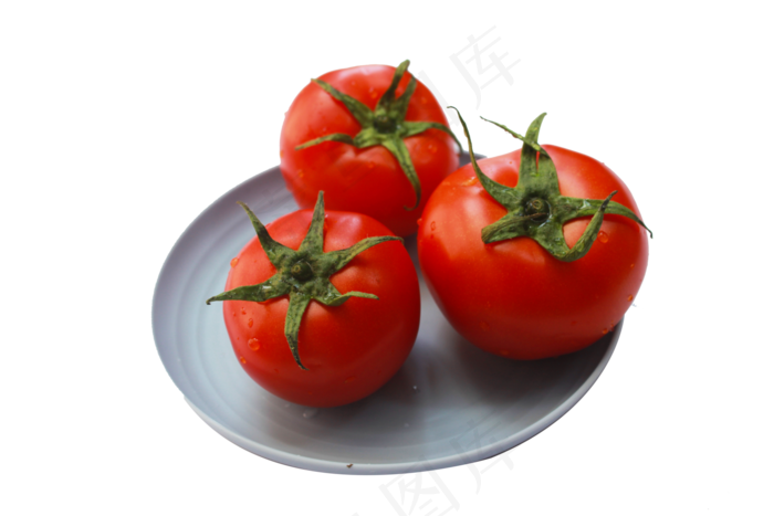 盘子里的三个西红柿