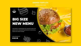 美国食品横幅banner模板概念