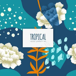 背景花卉矢量-抽象无缝图案