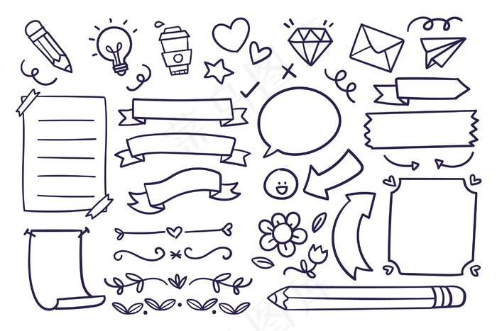 手绘项目符号轴颈元件